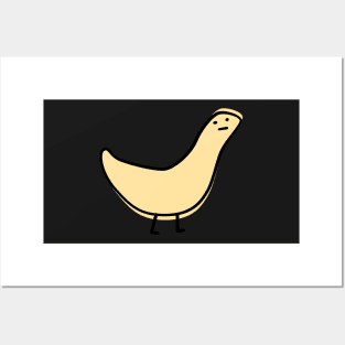 Cute Silly Simple Minimalist Pastel Yellow Bird Duck Thing on Yellow Posters and Art